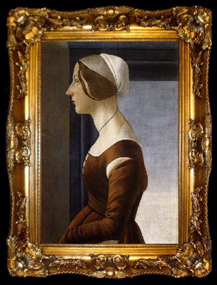 framed  BOTTICELLI, Sandro Portrait of a Young Woman, ta009-2